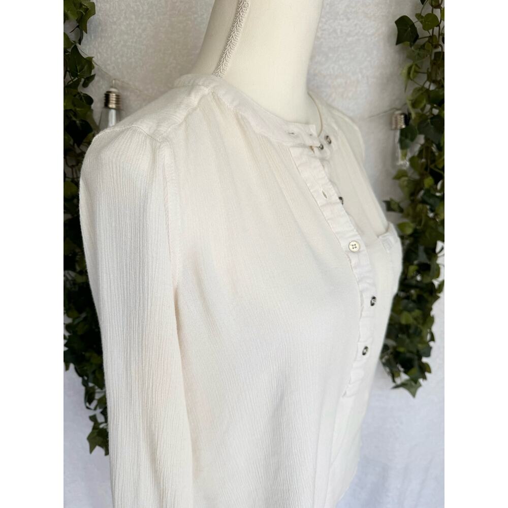 Altar'd State Oversized White Rayon Long Sleeve Half Button Up Top Women's Small - Picture 5 of 11